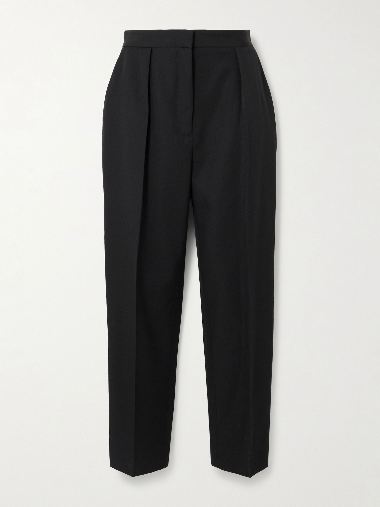 Pleated grain de poudre wool tapered pants Black - 1