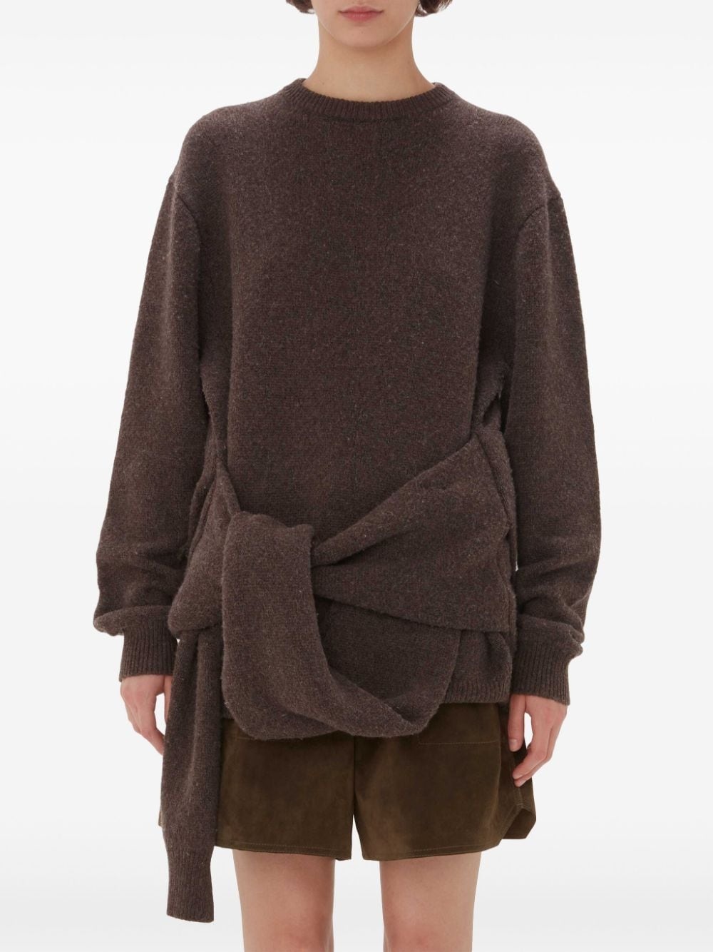 tie-front knit sweater - 3