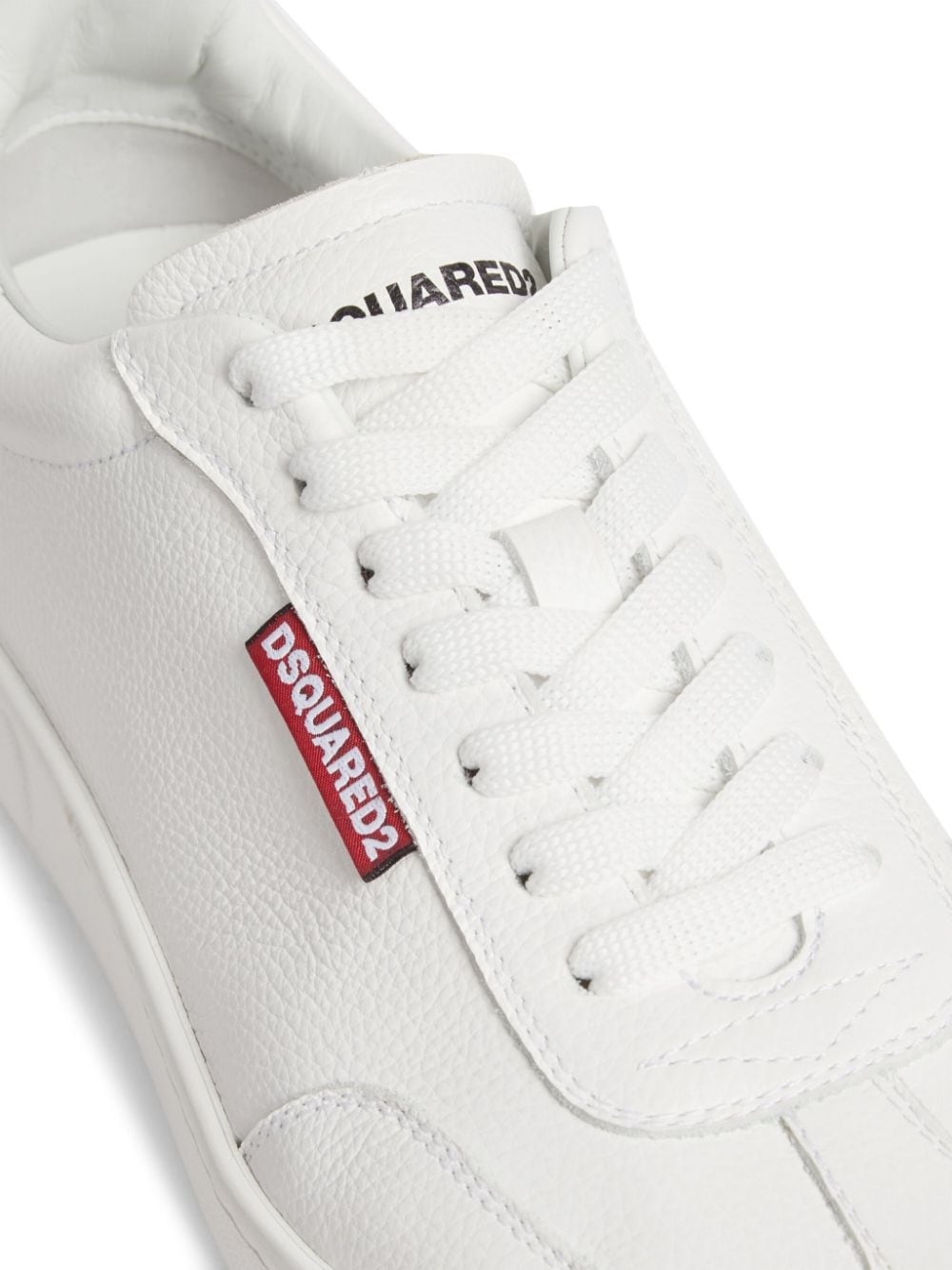 logo-tag leather sneakers - 4