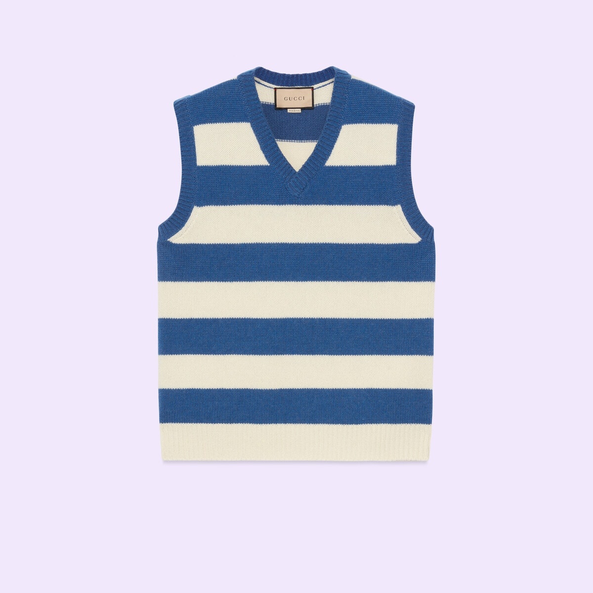 Striped wool cashmere knit vest - 1