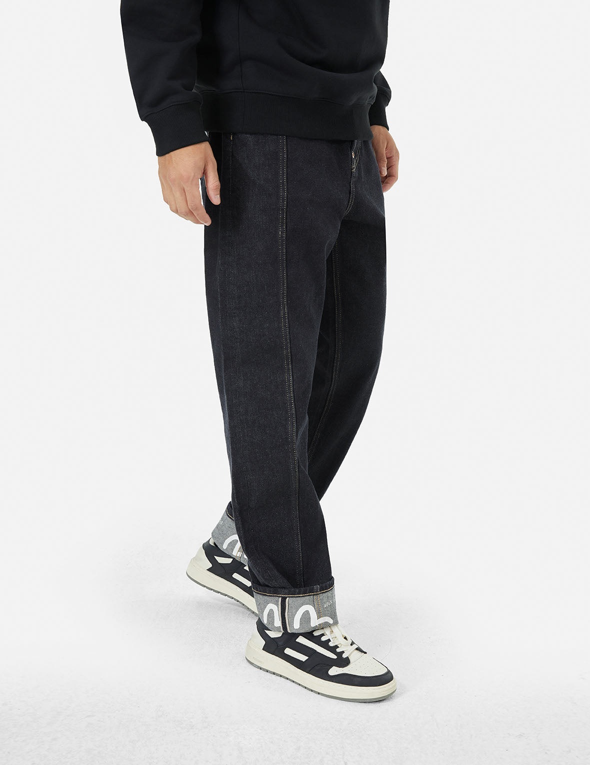 Brushstroke Seagull Print Straight Fit Jeans - 6