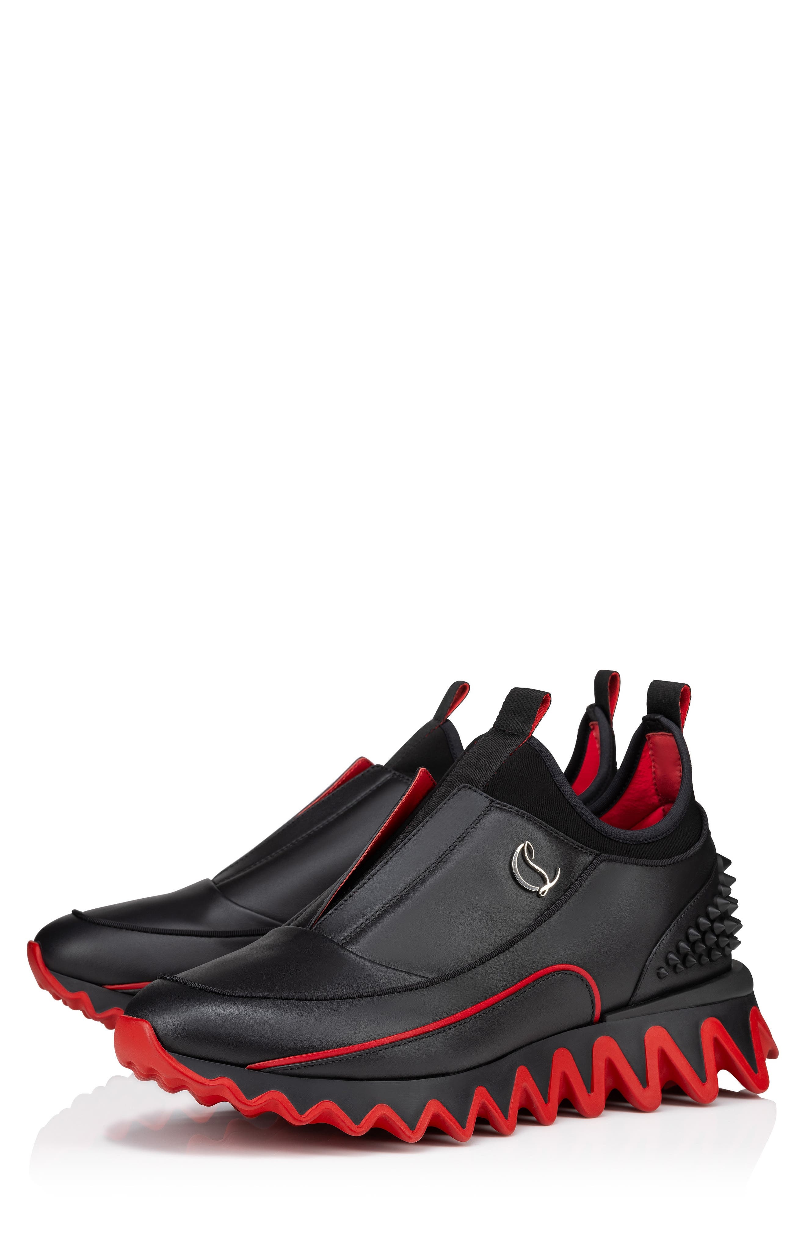 Christian Louboutin Sharkyloub Spikes Slip-On Sneaker in Black at Nordstrom - 1