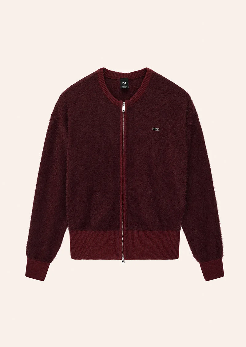 SABLE KNIT BOMBER IN MAHOGANY - 1