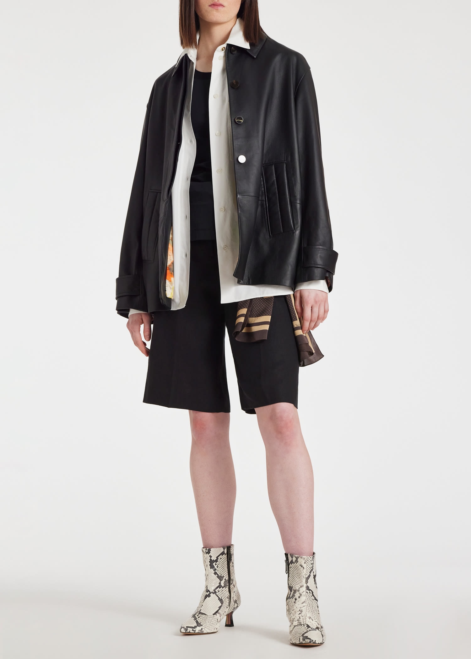 Leather Swing Jacket With Button Back - 7