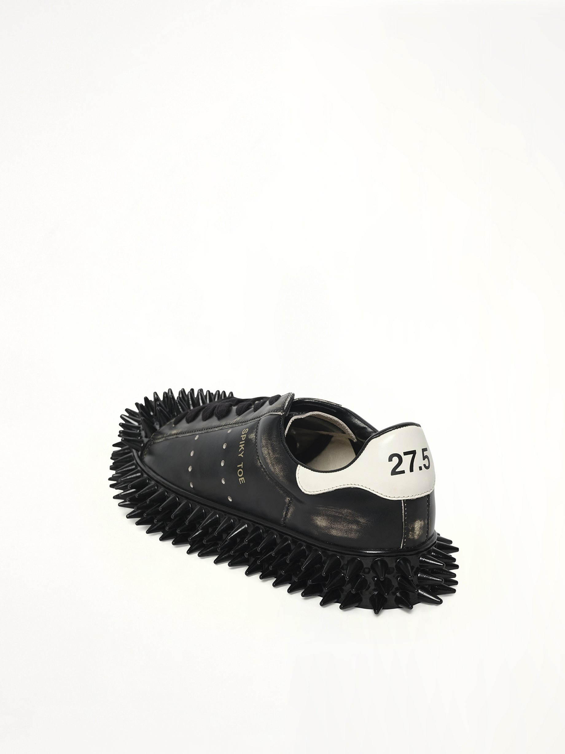 Spiky Leather Sneaker in Black - 3