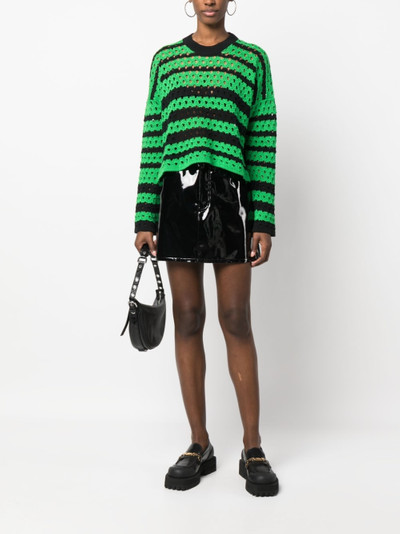 REDValentino striped open-knit cotton jumper outlook