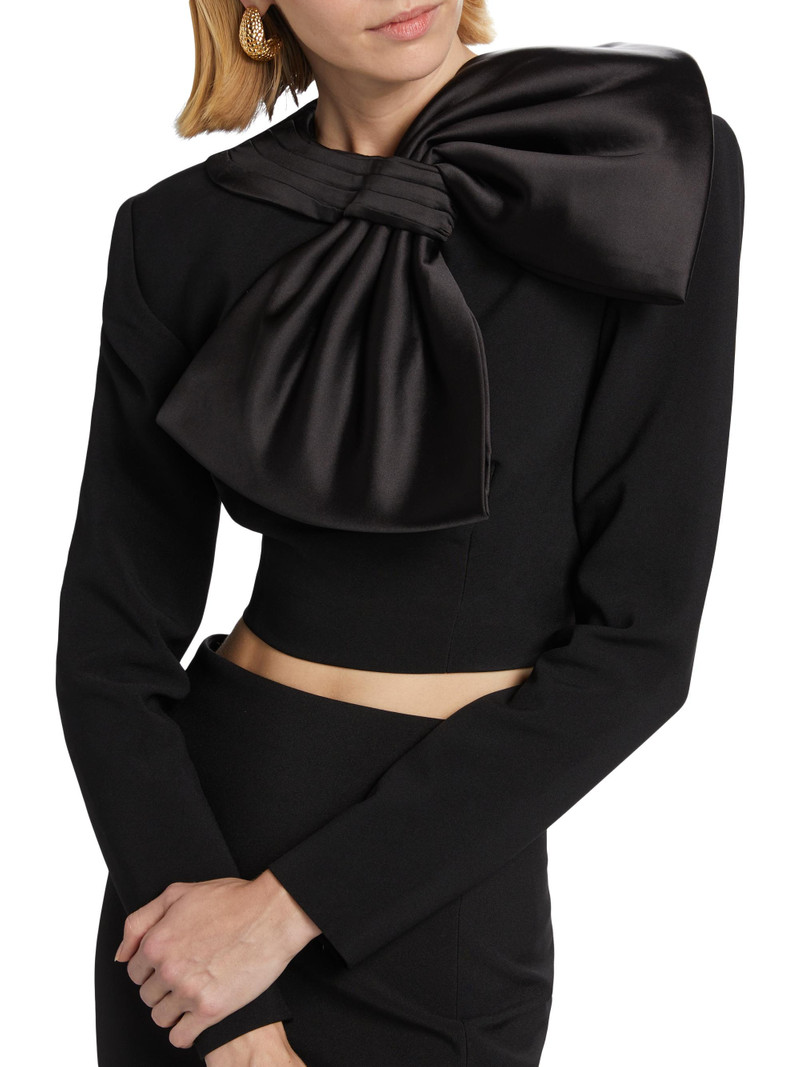 Women's Arlet Bow Long-Sleeve Crop Top - Black 6