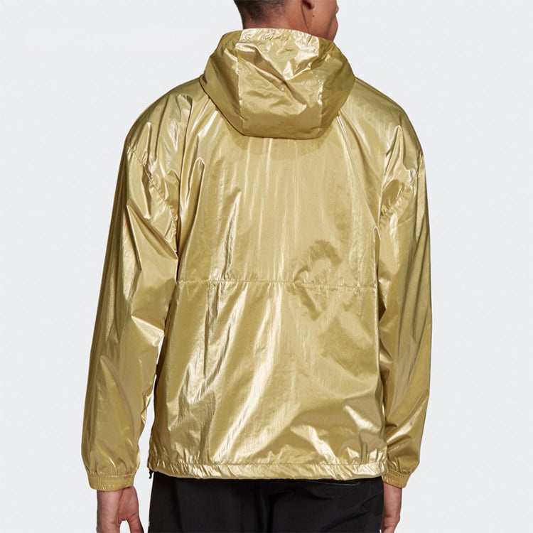 adidas originals TLM 02 WB Gold Half Zipper Pullover hooded Double Sided Windbreaker Jacket Gold Col - 4