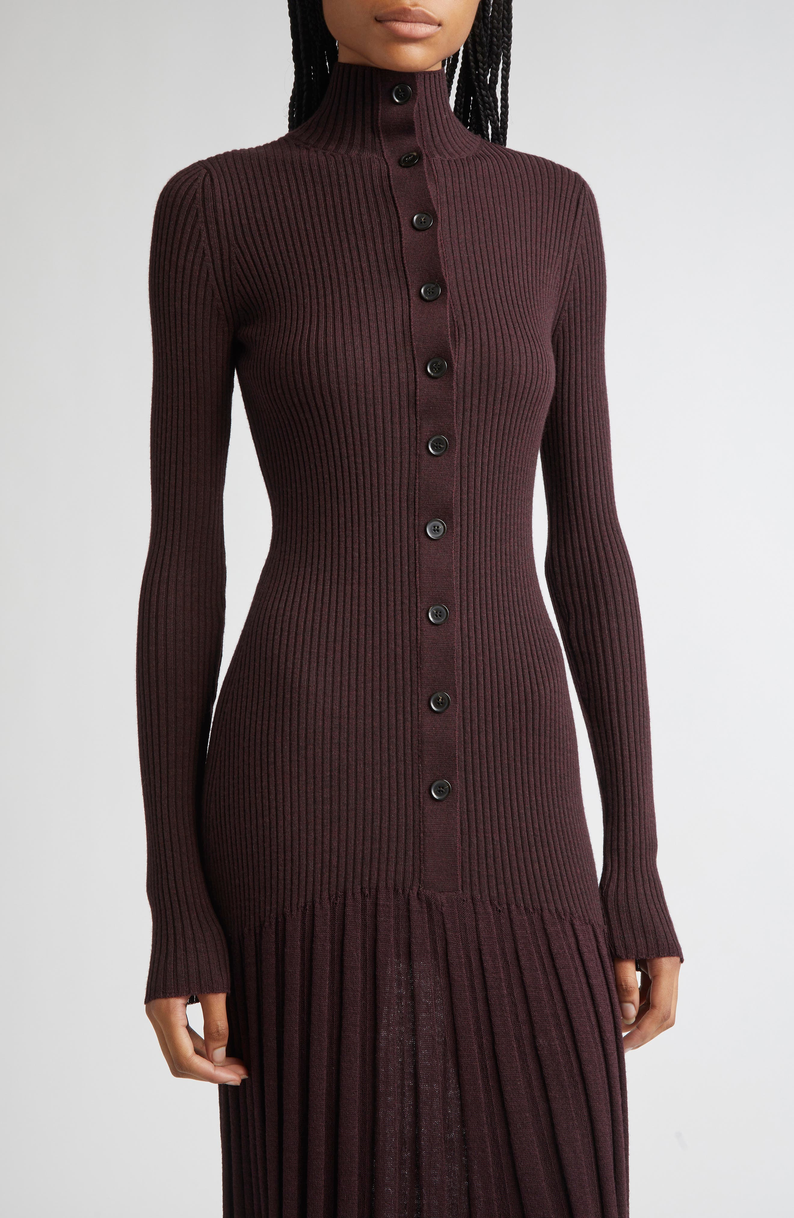 Proenza Schouler Jada Long Sleeve Sweater Dress in Burgundy at Nordstrom - 4