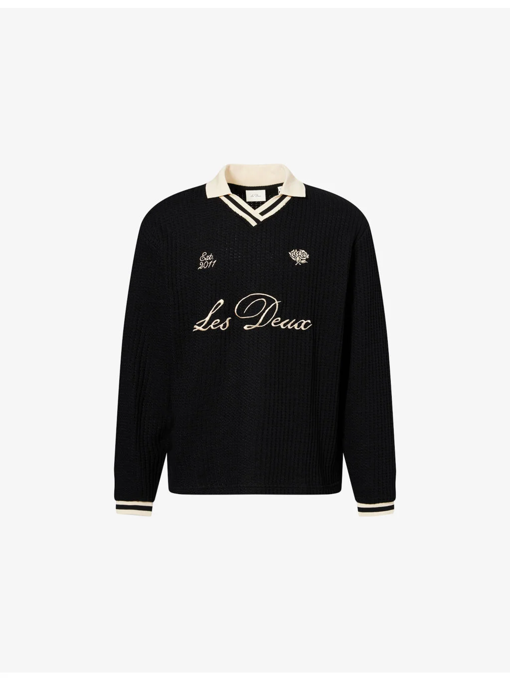 Brand-Embroidered Waffle-Knit Cotton-Blend Football Jersey Jumper - 1