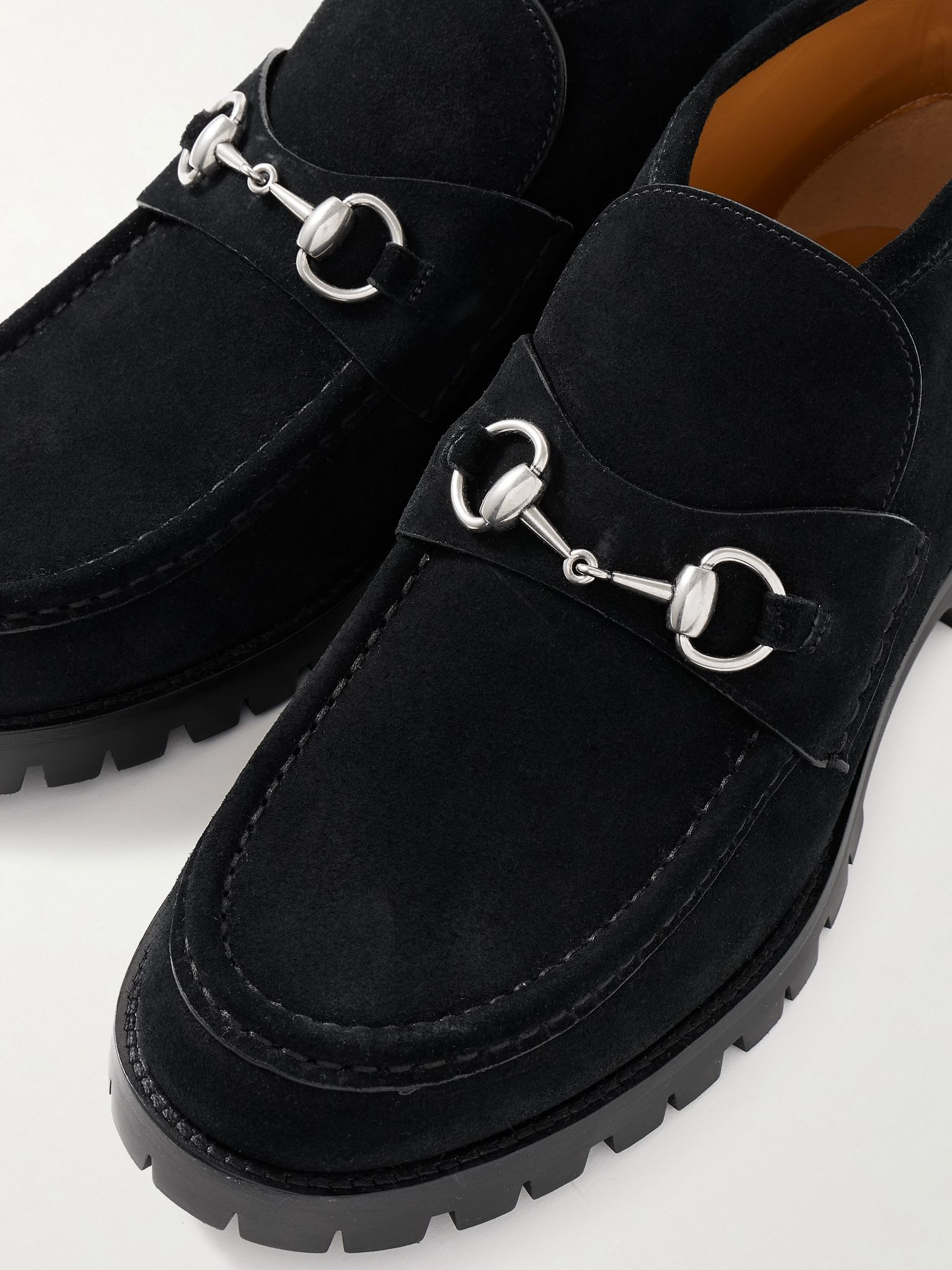 Horsebit-Embellished Suede Ankle Boots Black - 5