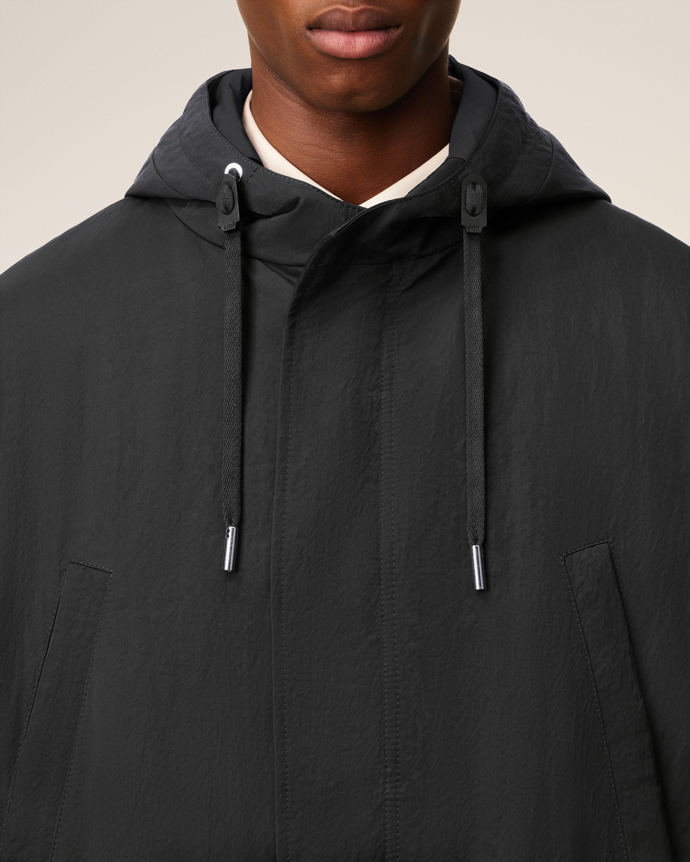 BLACK NYLON SERGÉ PADDED PARKA JACKET - 4