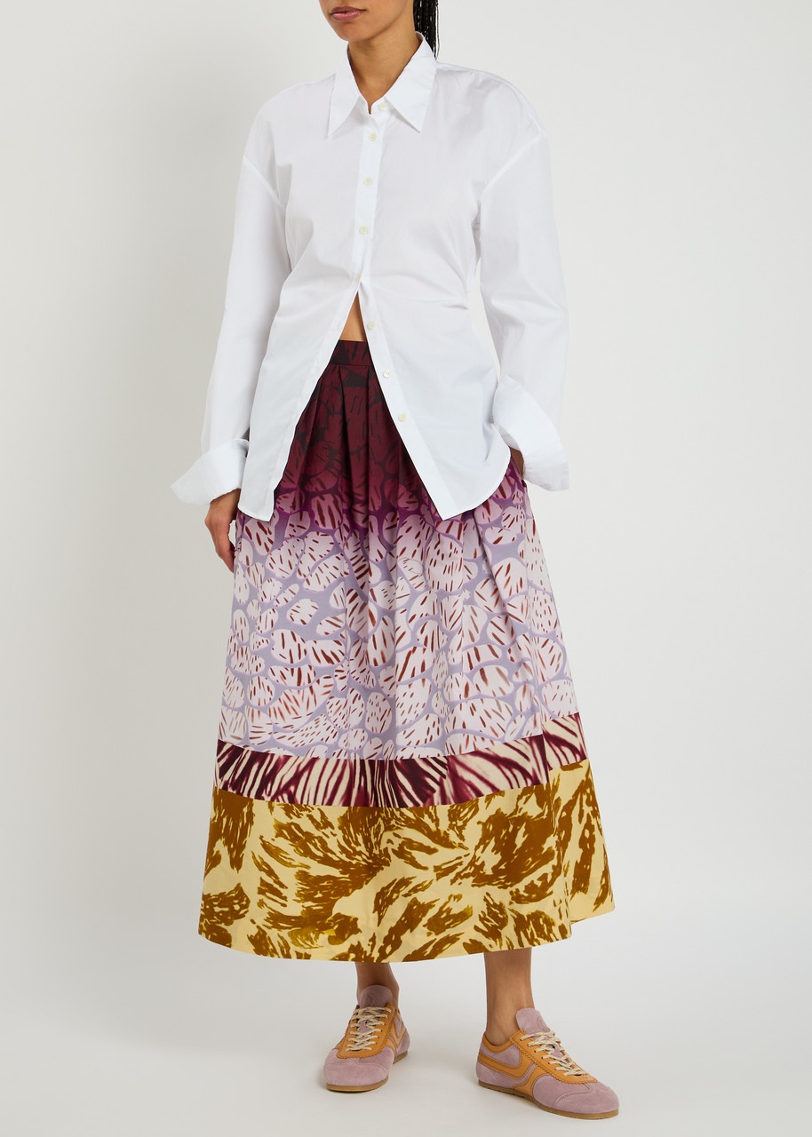 Dries Van Noten Soni Bis Printed Cotton-poplin Midi Skirt - 4