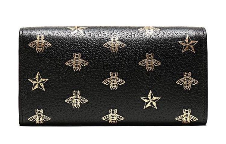 (WMNS) Gucci Padlock Metallic Bee Star Printing Leather Chain Wallet Shoulder Bag Armpit Black Handb - 4