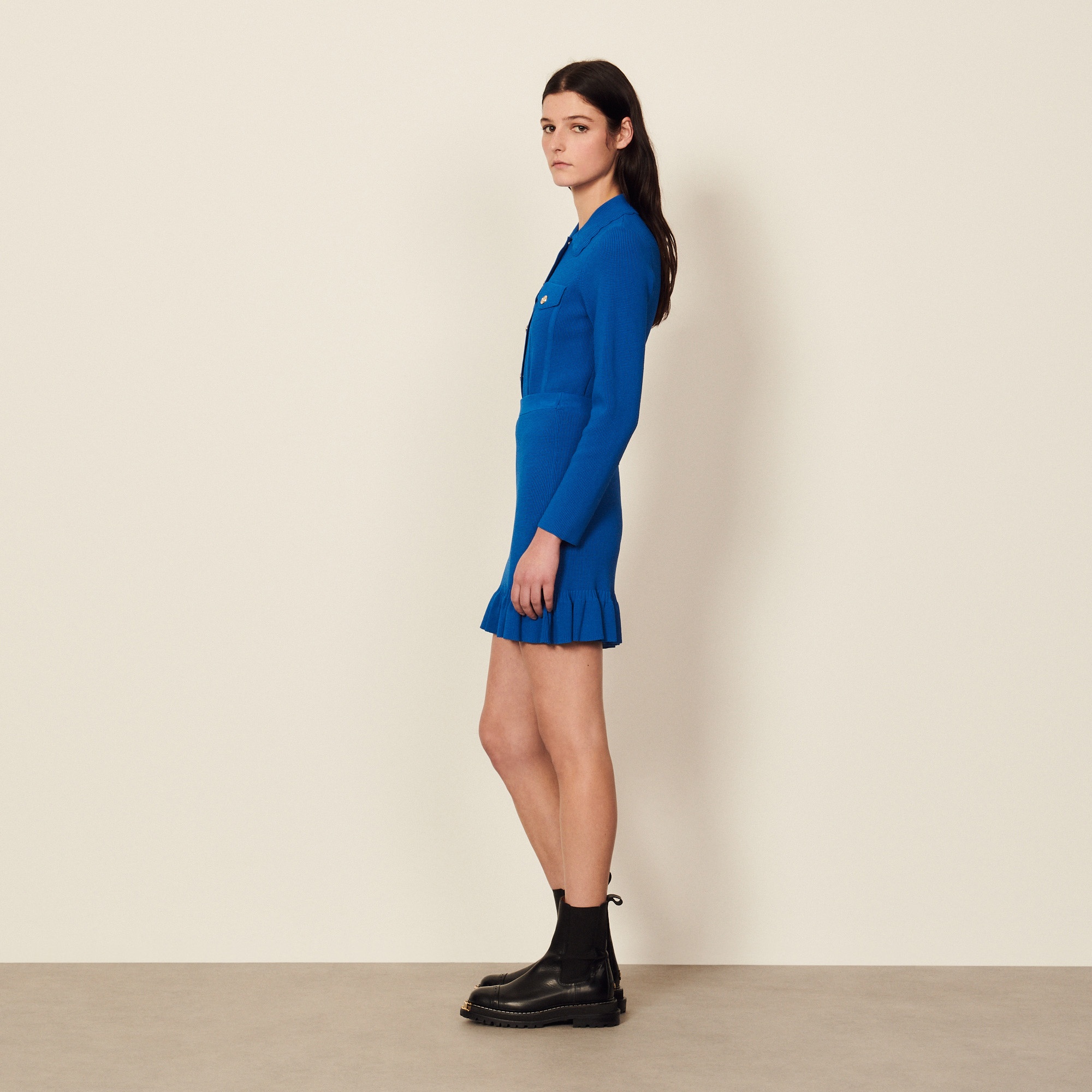 Short waffle knit skirt - 4