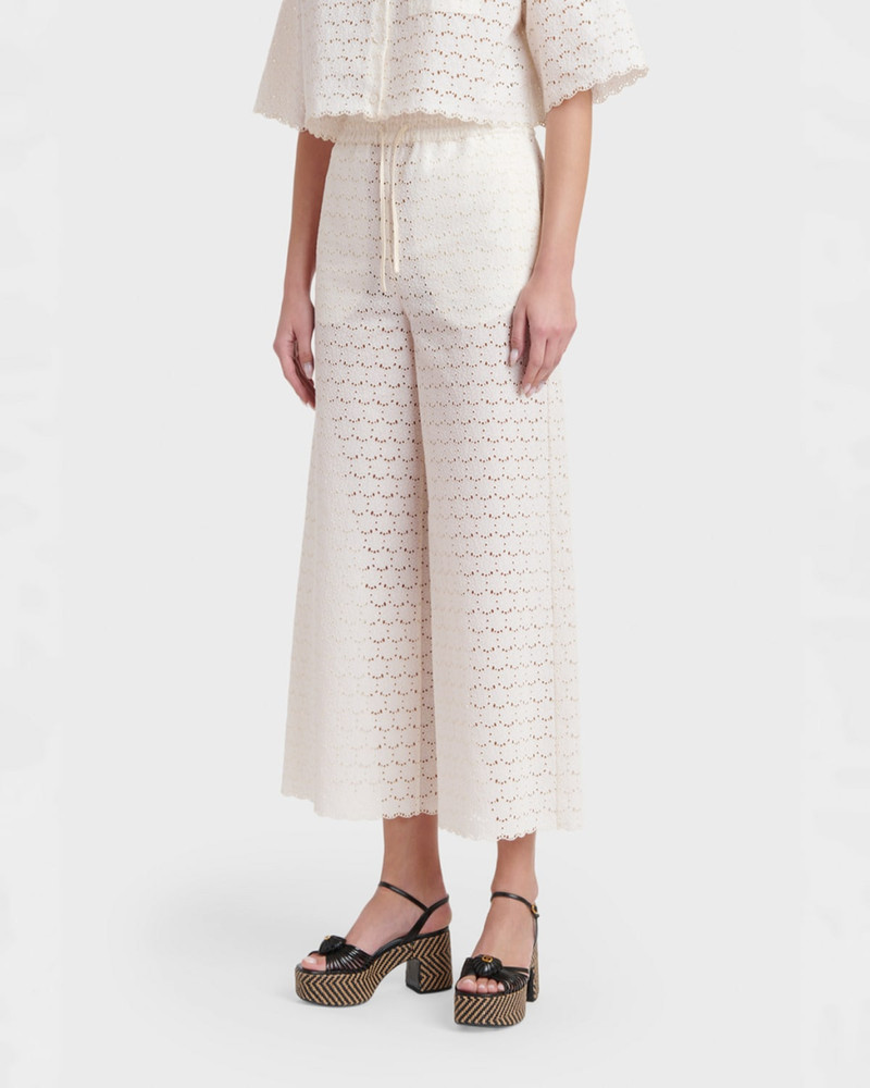 Embroidered Eyelet Cotton Drawstring Pants 4