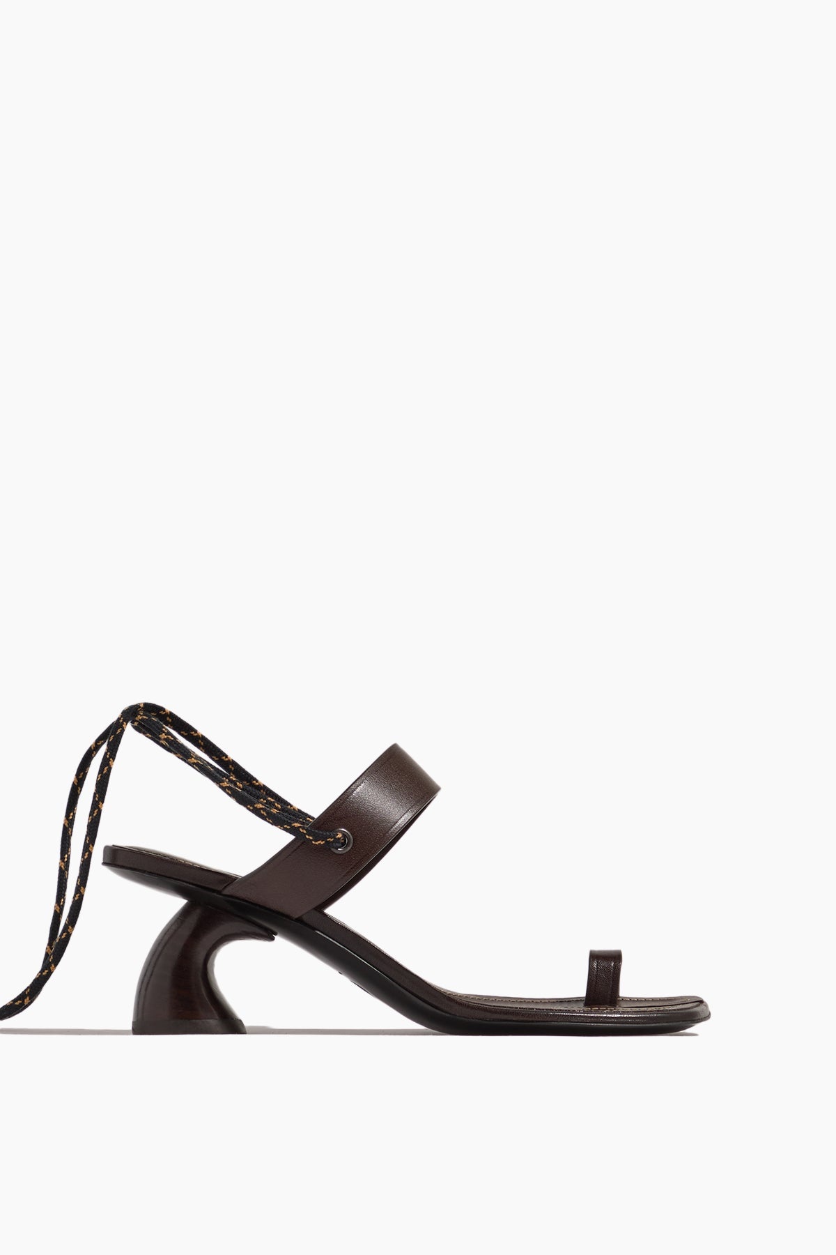 Ankle Tie Leather Sandal in Dark Brown - 1