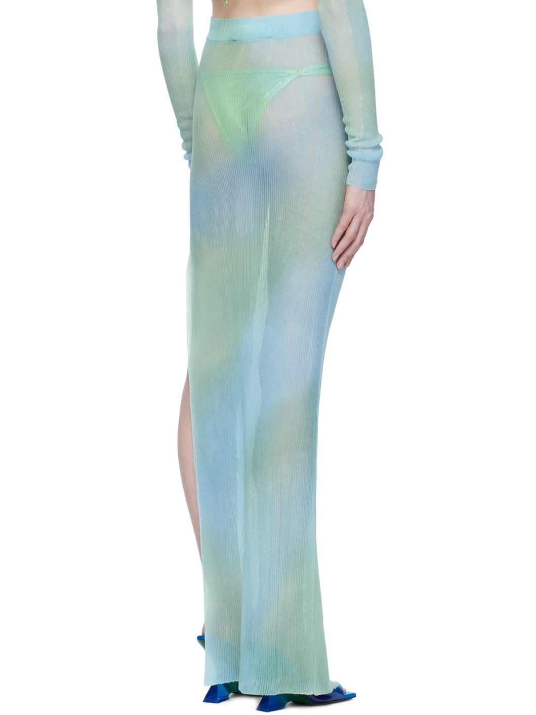 Blue Tie-Dye Midi Skirt - 3