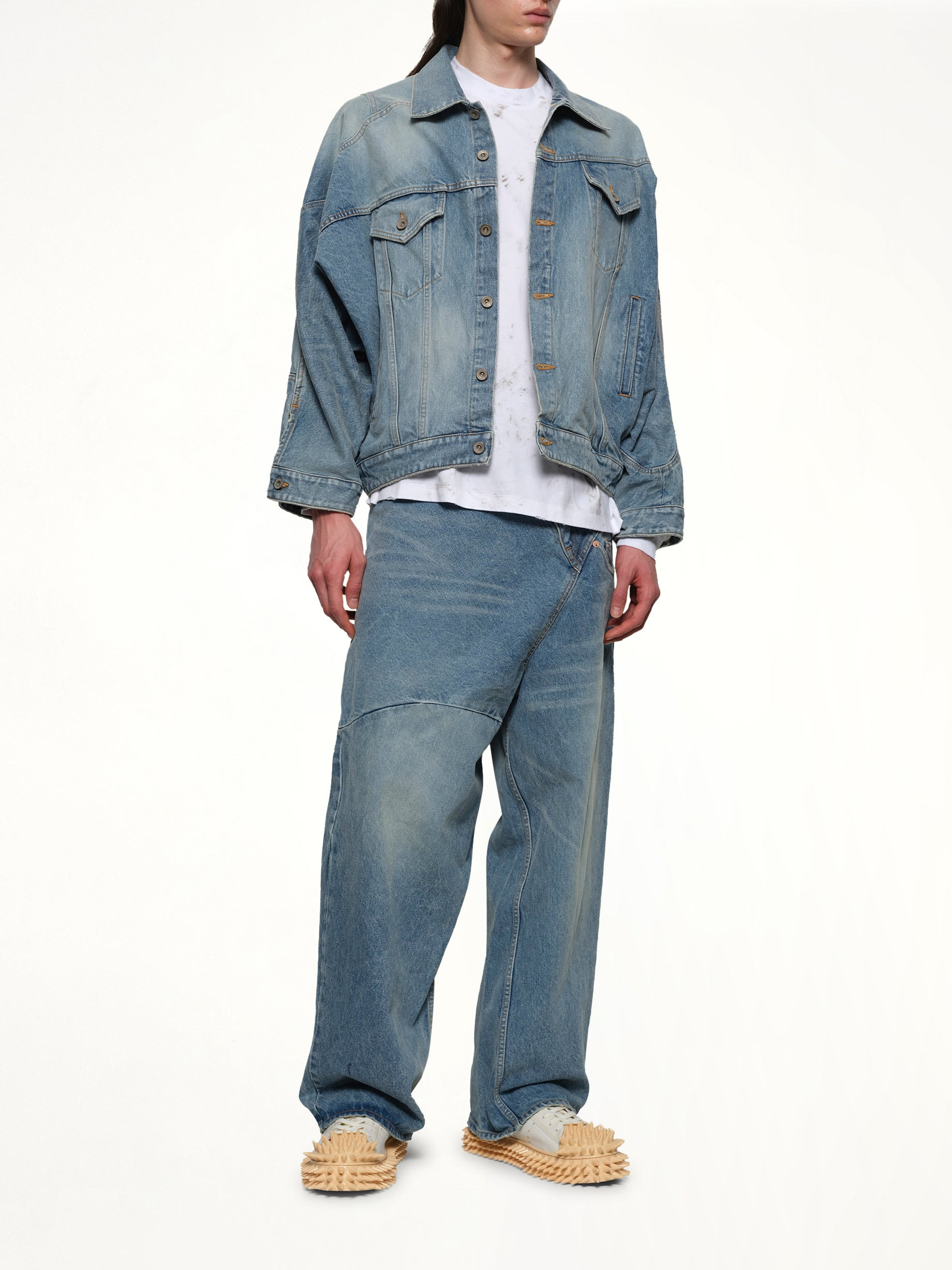 Distorted Cutting Denim Jacket in Indigo - 4