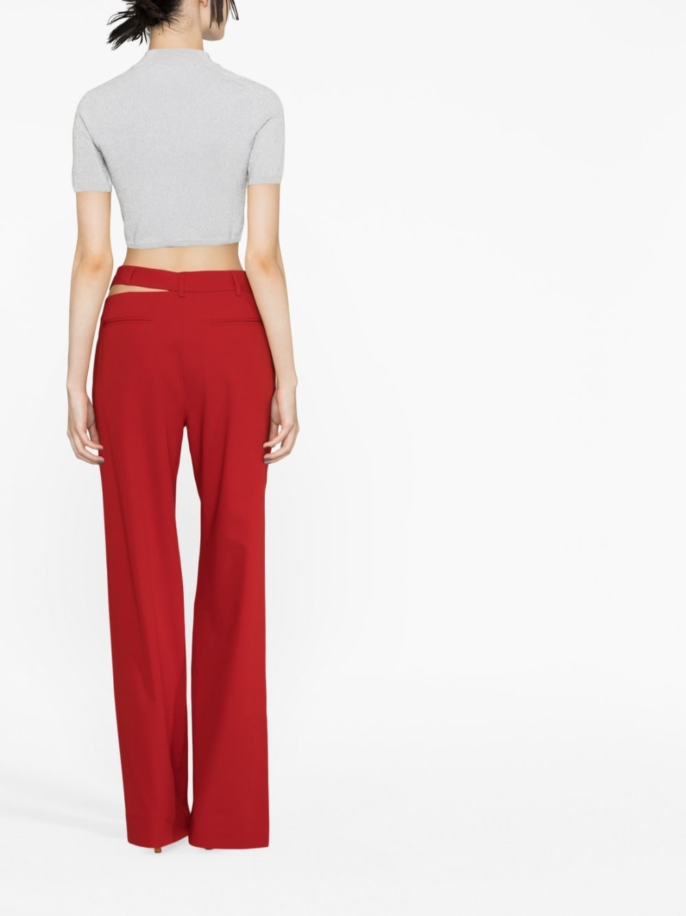 cut-out detail straight-leg trousers - 3