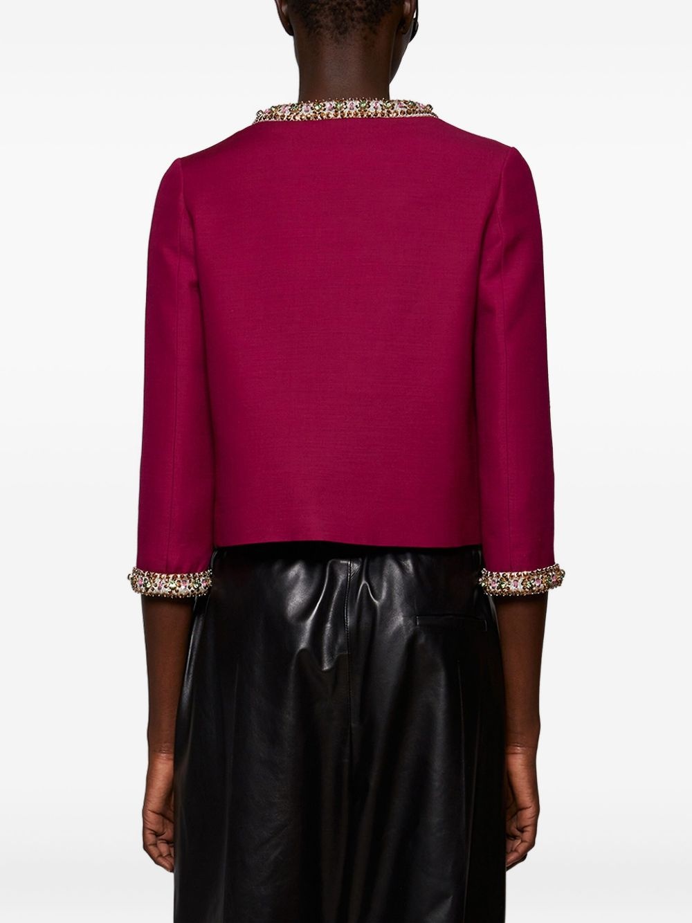 embellished-border jacket - 5
