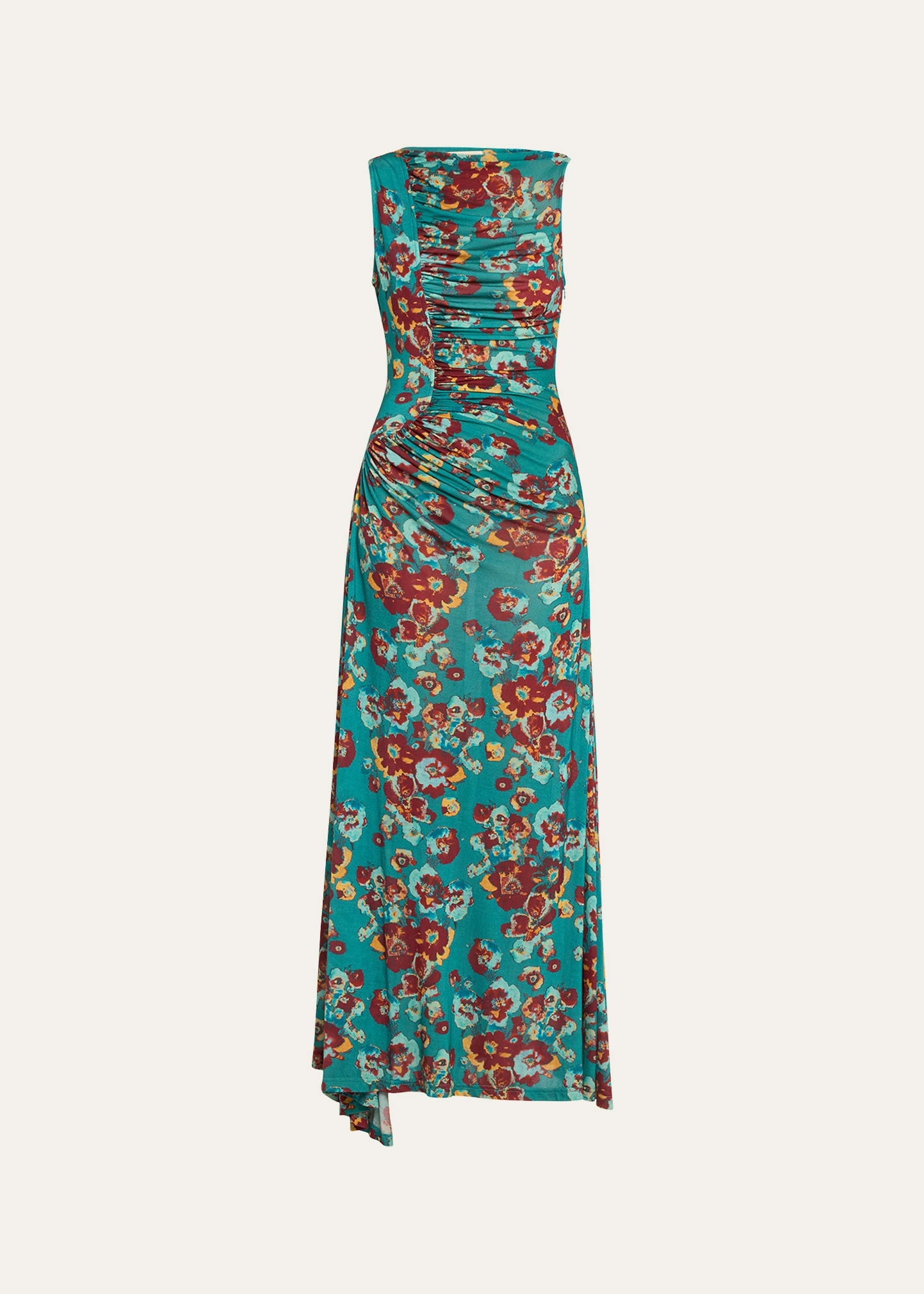 Livia Sleeveless Ruched Floral Maxi Dress - 1