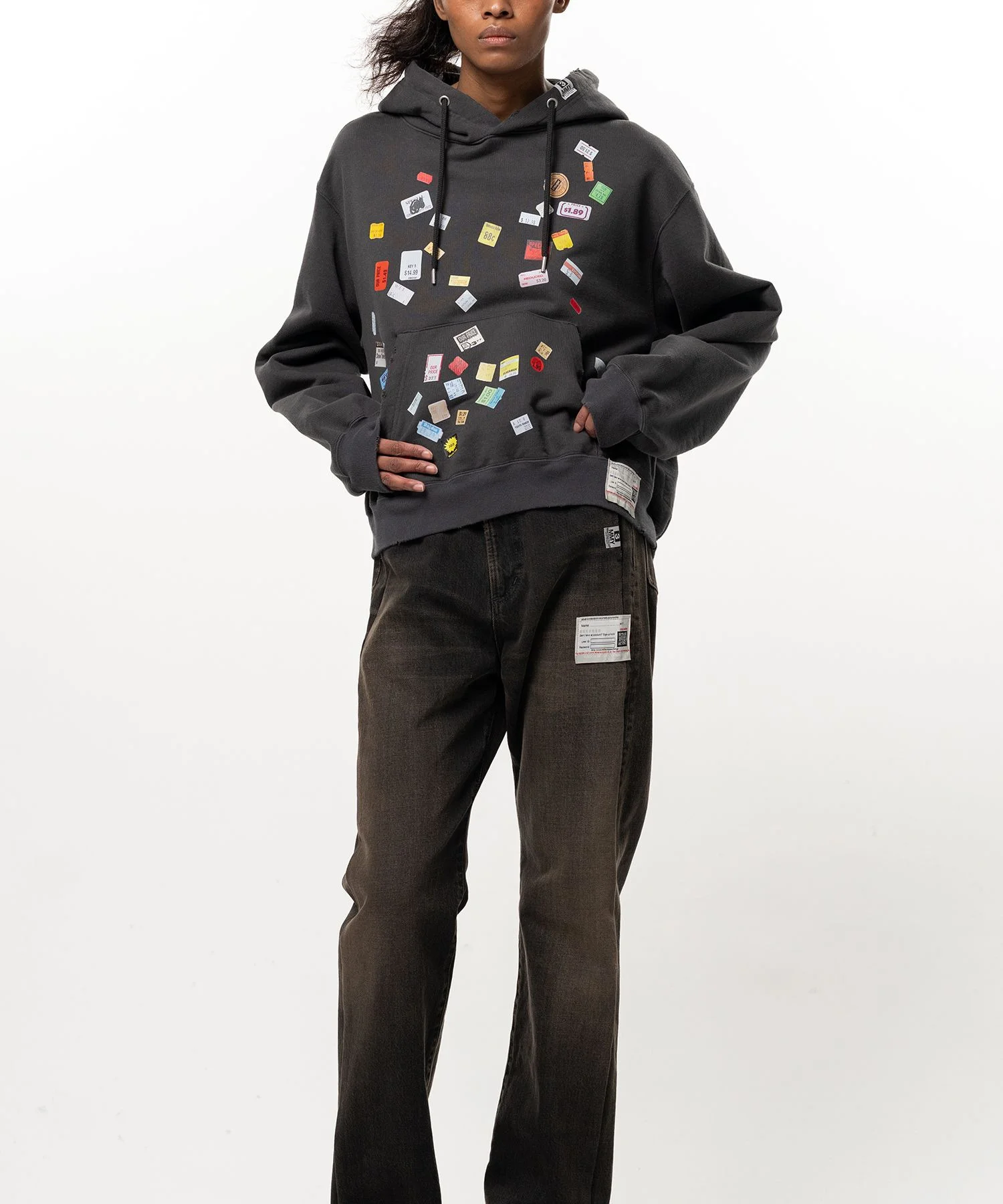 Price Tag Sticker Printed Hoodie - 1