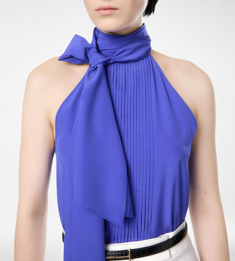 TOM FORD SILK HALTERNECK LAVALLIERE TOP WITH PLISSE DETAIL outlook
