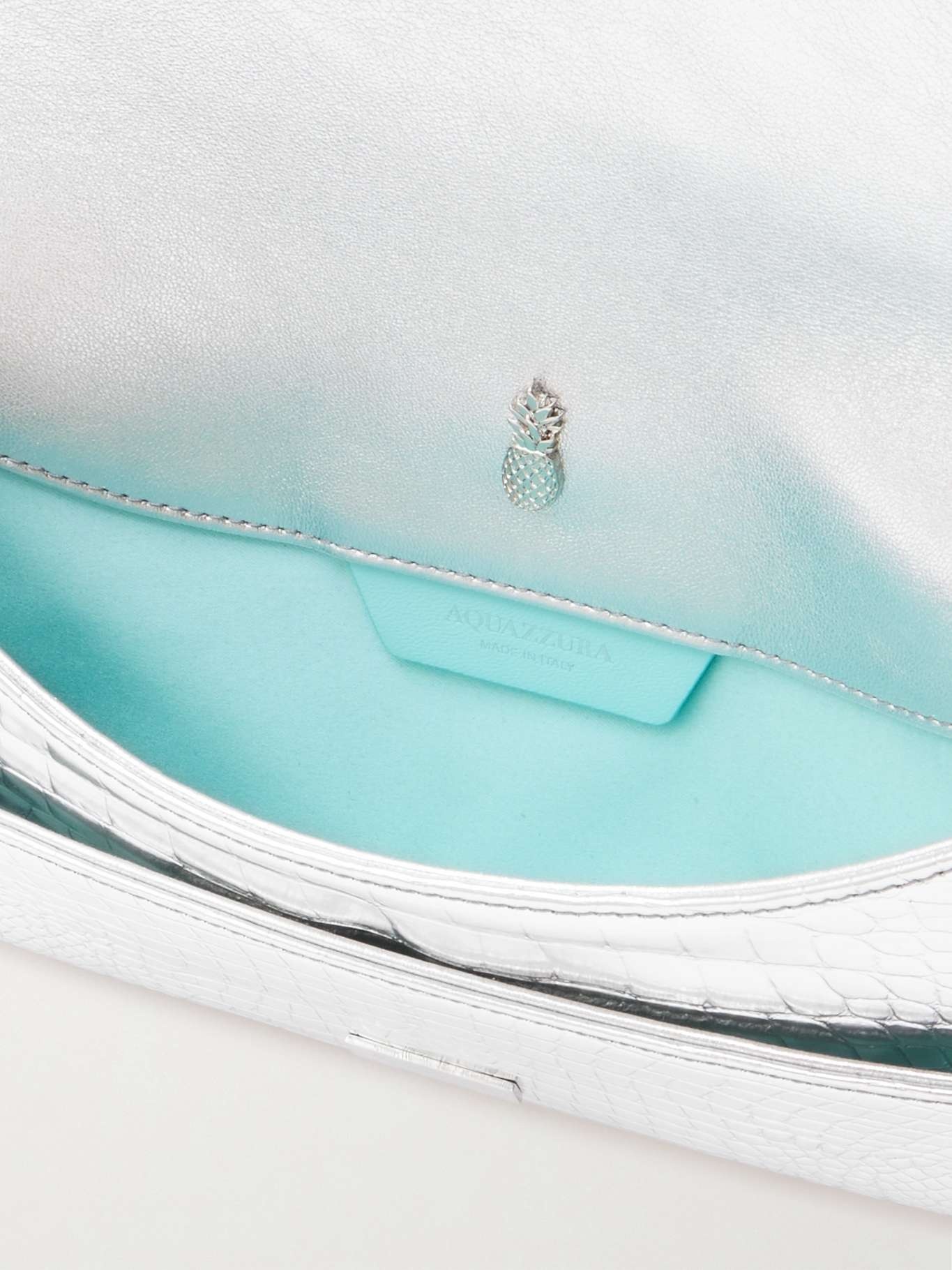 AQUAZZURA Coco croc-effect mirrored-leather clutch | REVERSIBLE