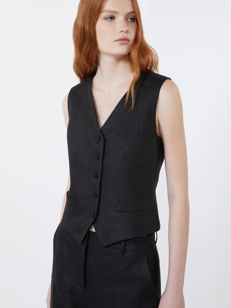 PACE Linen canvas waistcoat - BLACK 5