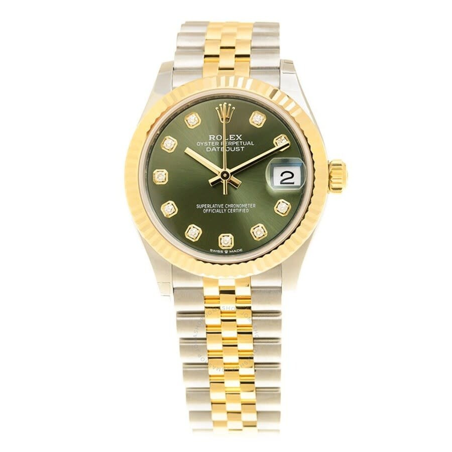 Rolex Datejust 31 Olive Green Diamond Dial Automatic Ladies Steel and 18kt Yellow Gold Jubilee Watch - 3