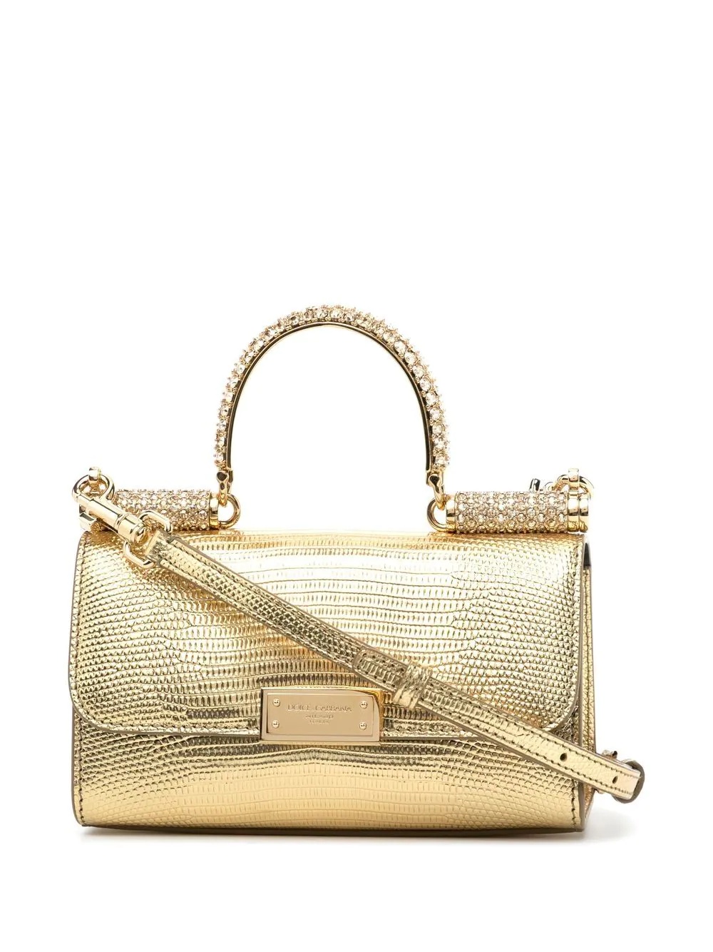 metallic croc-effect crossbody bag - 1