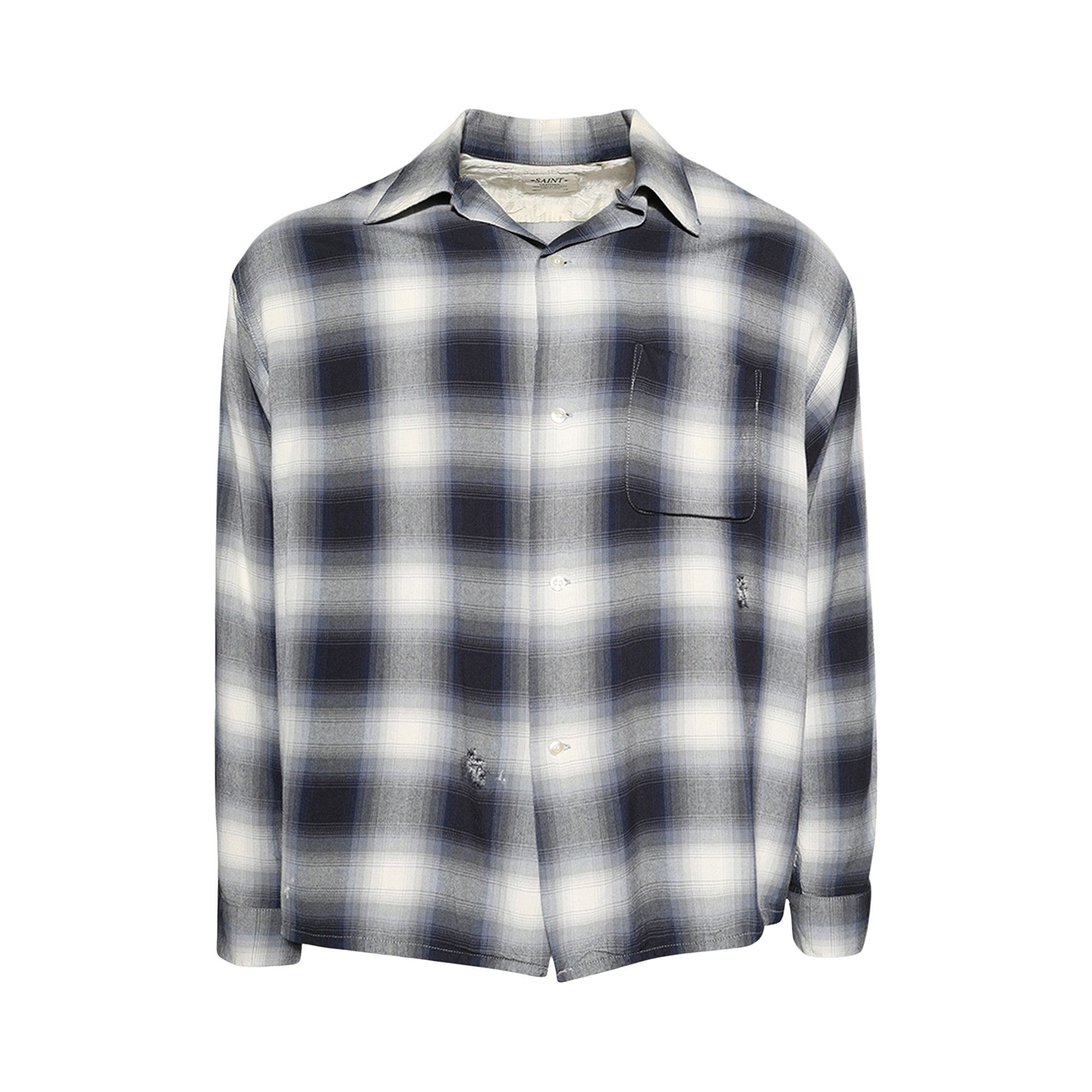 SAINT Mxxxxxx Check Long-Sleeve Shirt 'Navy' - 1
