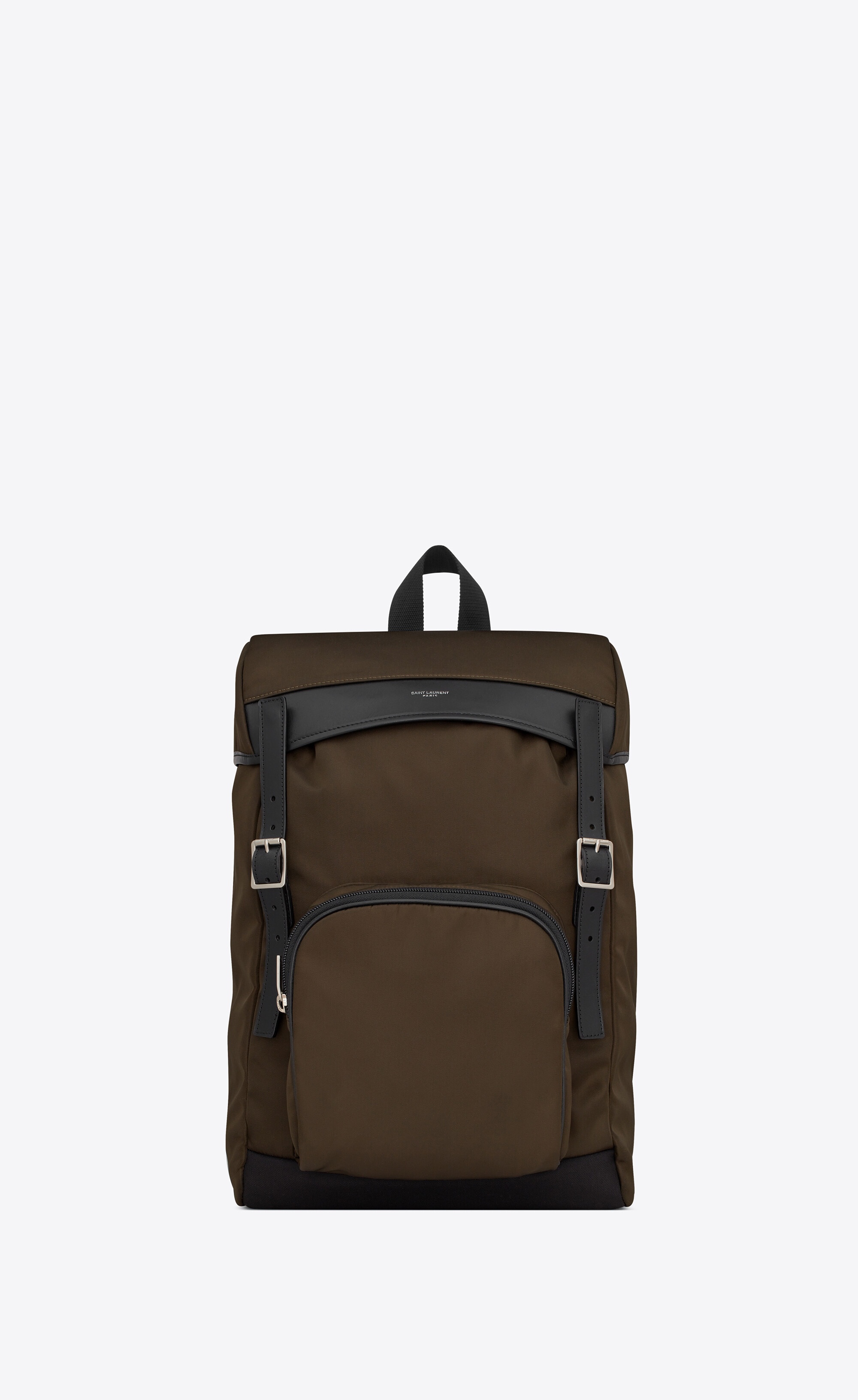 city flap backpack in econyl®, smooth leather and nylon - 1