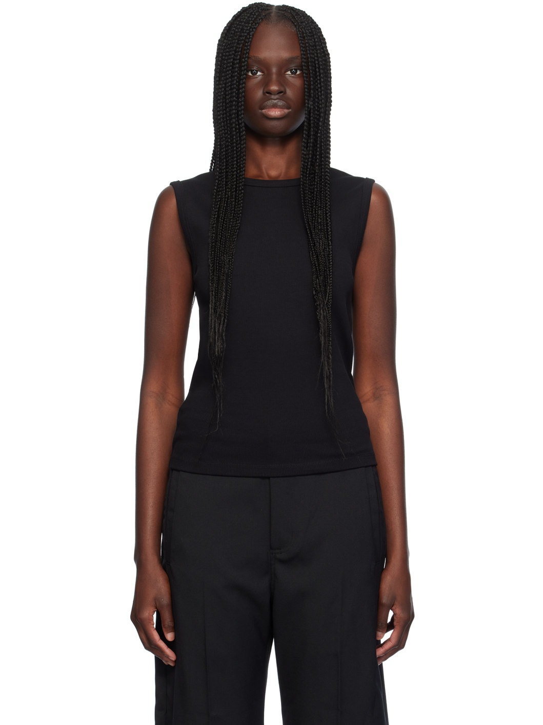 Black Crewneck Tank Top - 1