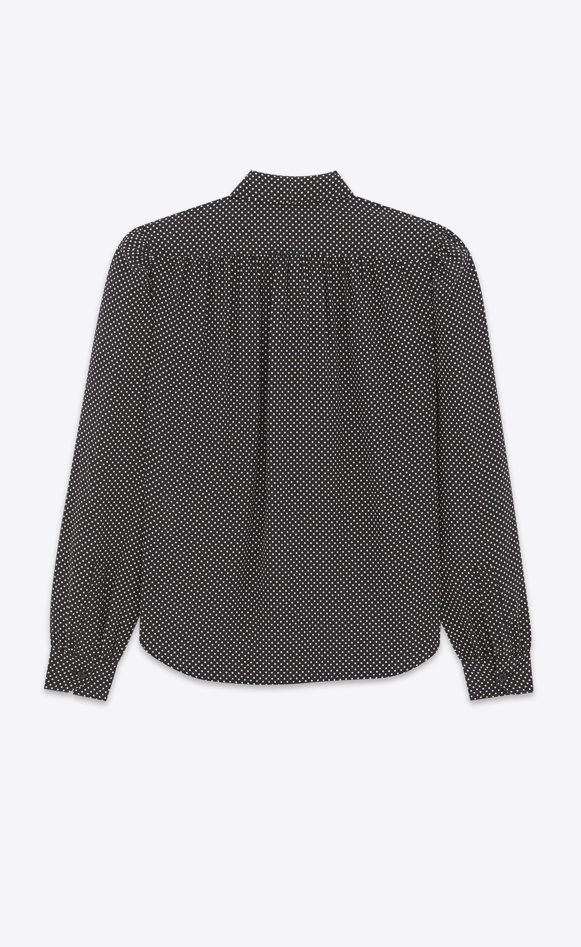 lavallière-neck blouse in dotted silk satin - 3