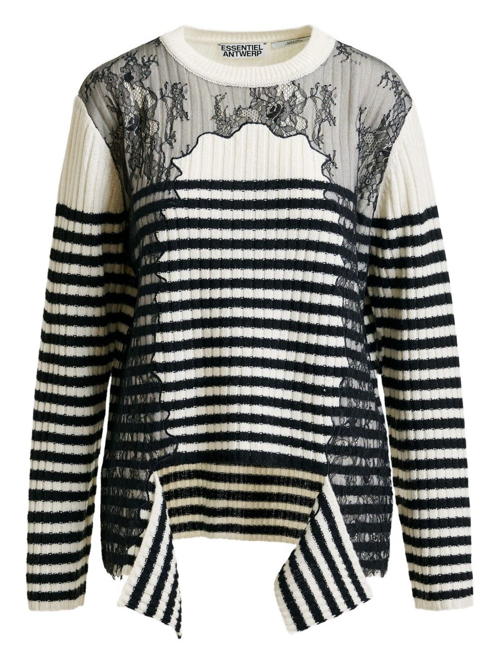 Insane lace-insert striped sweater - 1