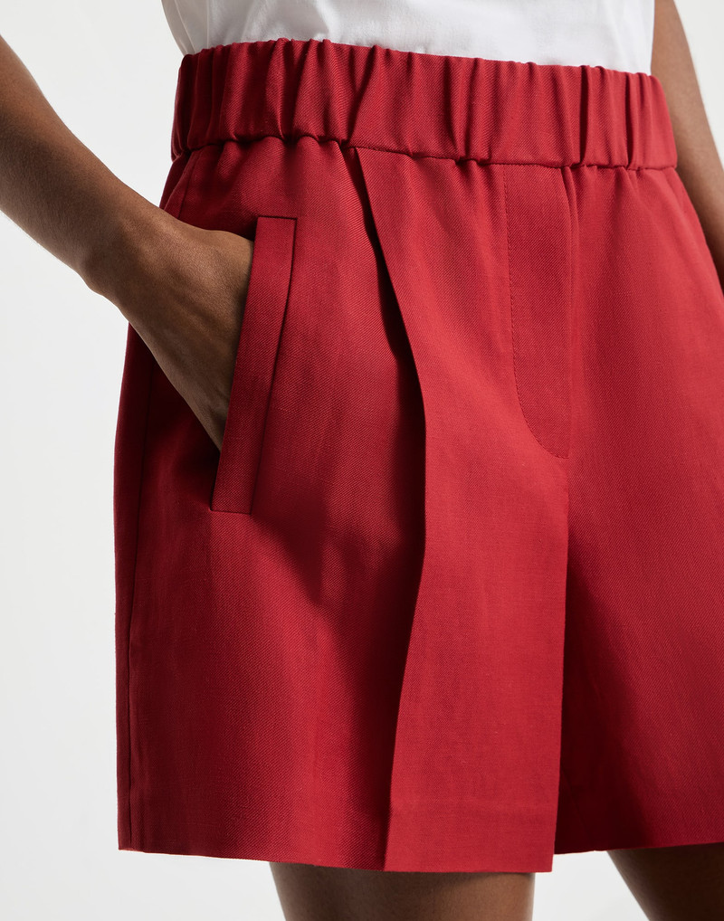 Viscose and linen fluid twill baggy shorts 4