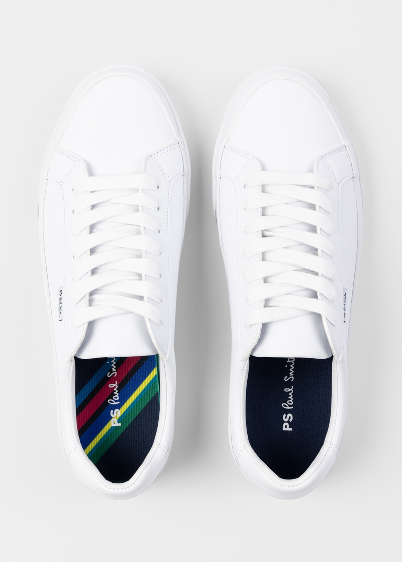 Paul Smith White Coated Leather 'Amos' Trainers outlook