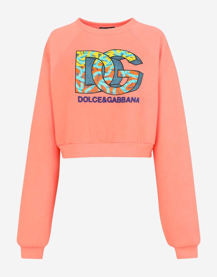 Cropped jersey sweatshirt with DG logo print - 3