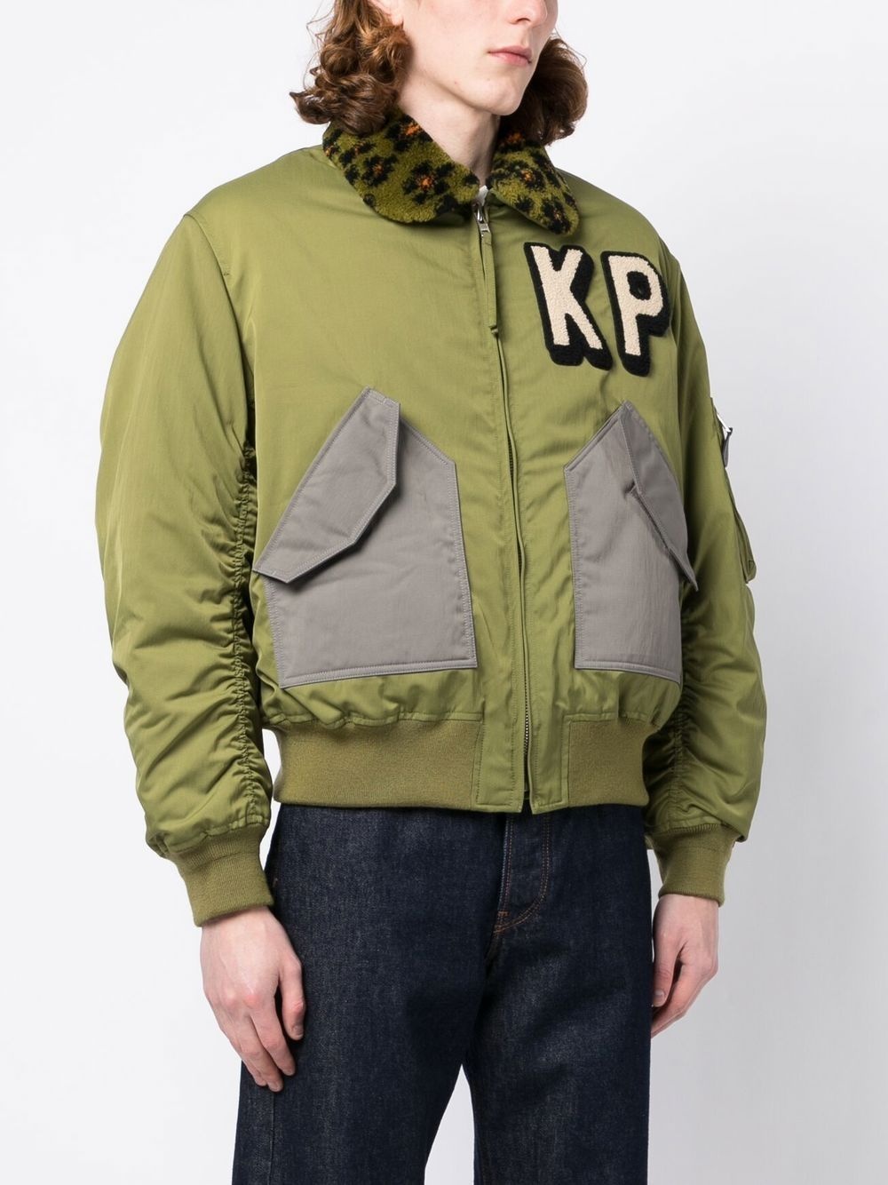 logo-embroidered bomber jacket - 3