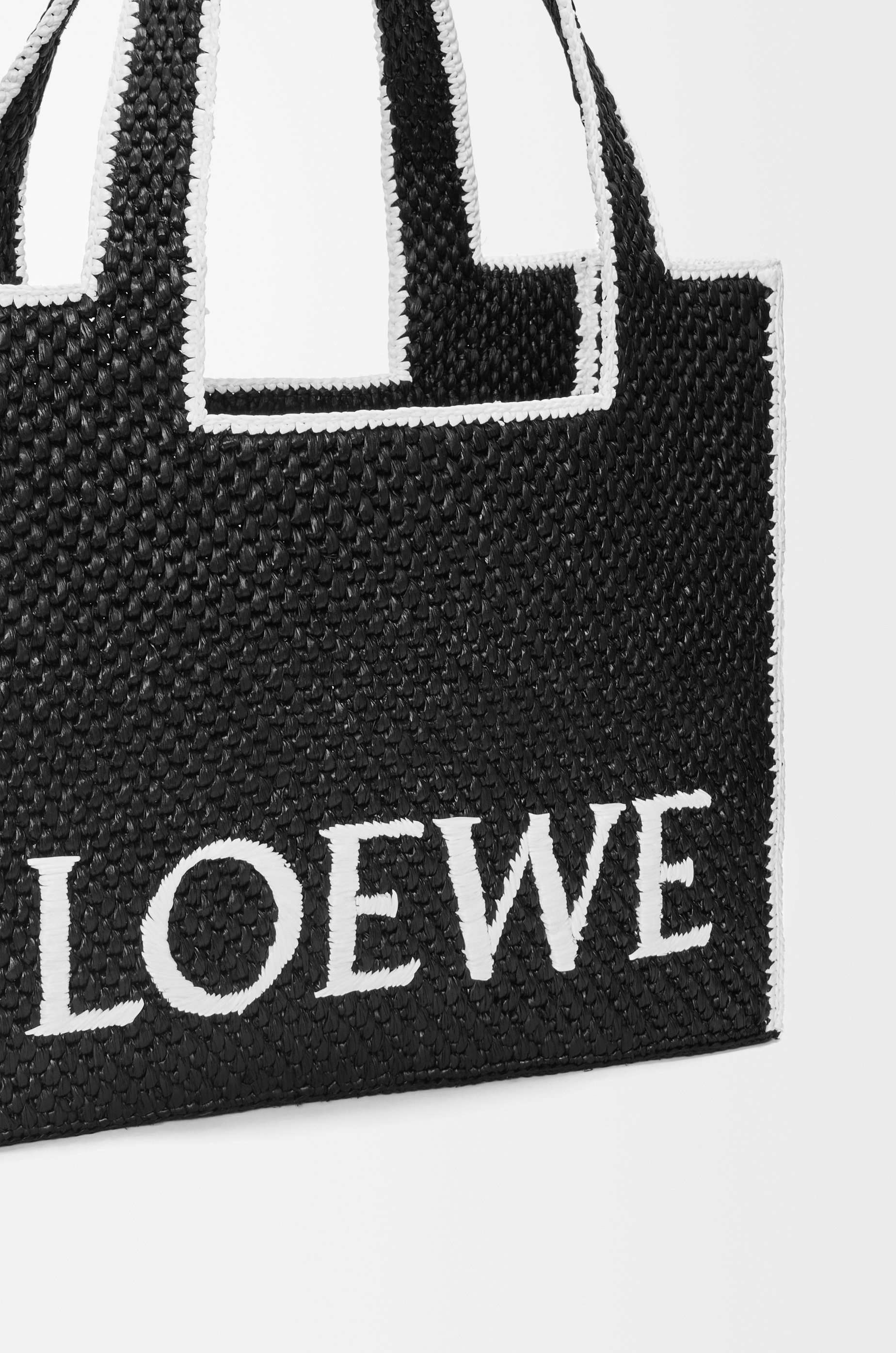 Large LOEWE Font Tote in raffia - 9