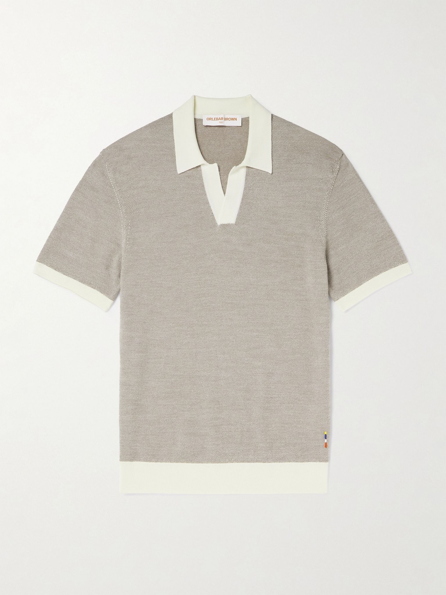 Horton Slim-Fit Merino Wool and Cotton-Blend Polo Shirt Brown - 1