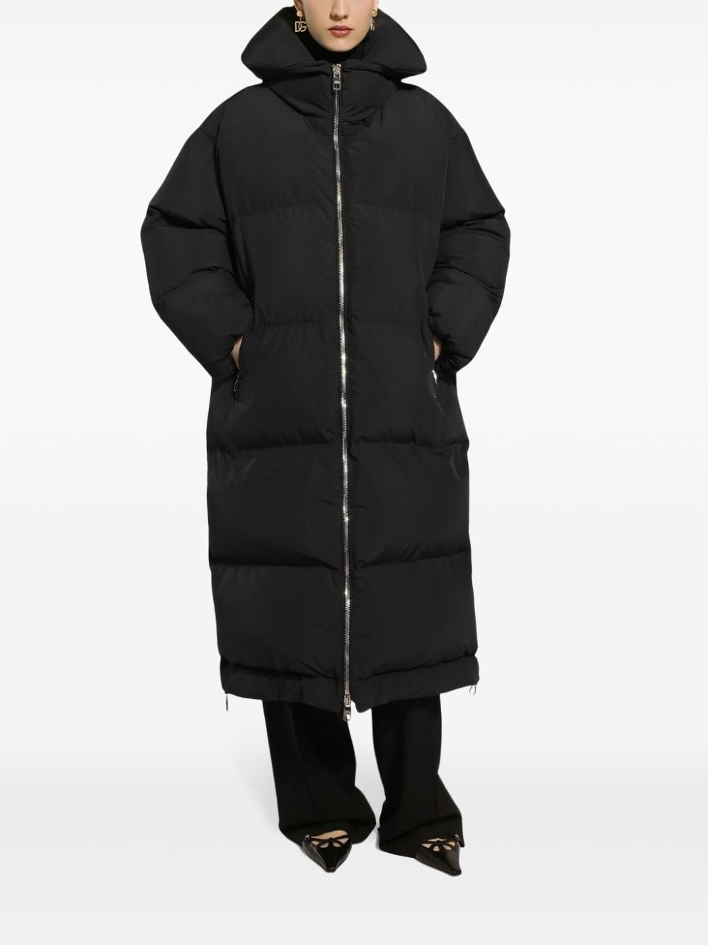logo-plaque padded coat - 2