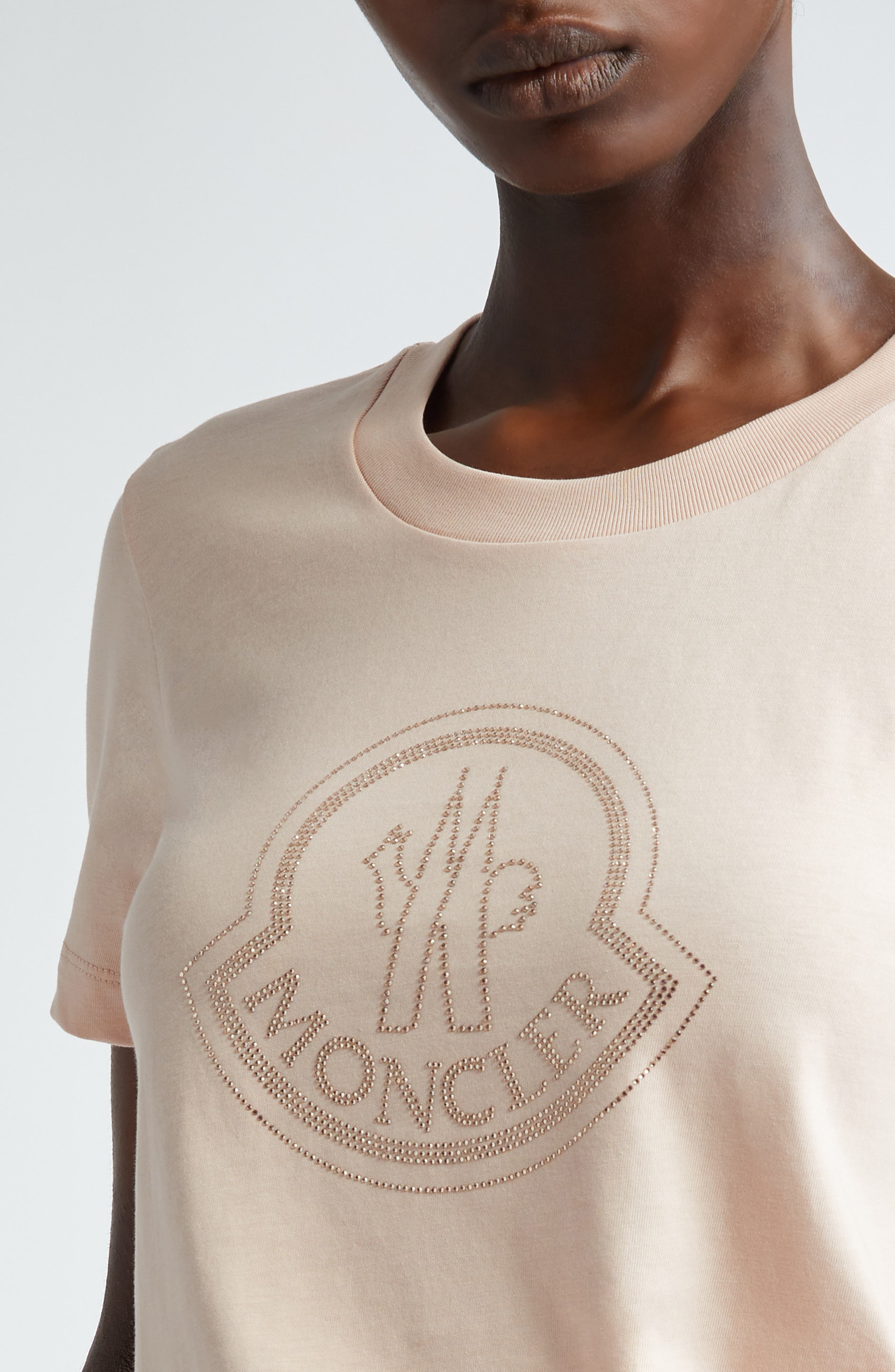 Slim Fit Bell Logo Crystal Embellished Cotton T-Shirt - 4