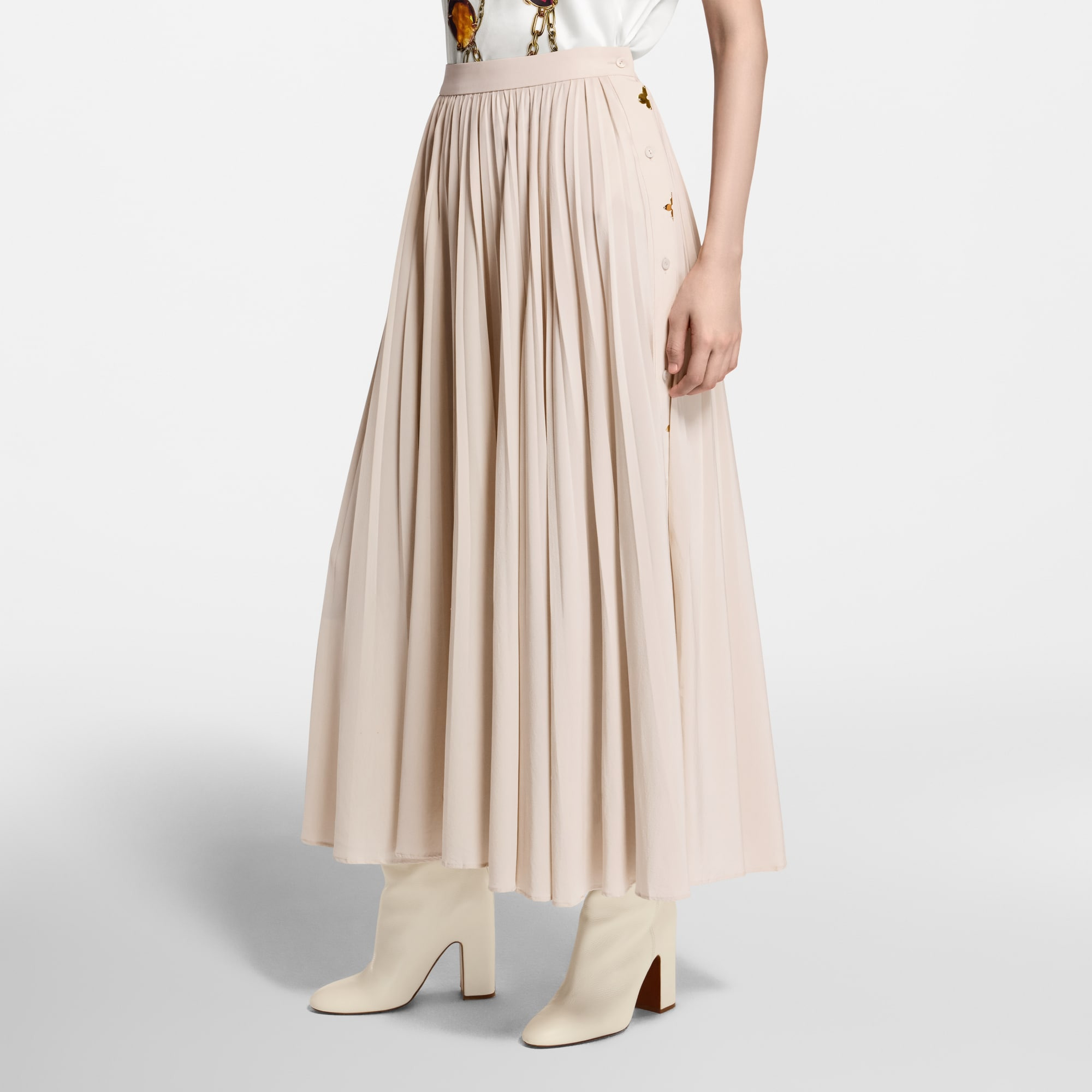 Monogram Accent Pleated Skirt - 4