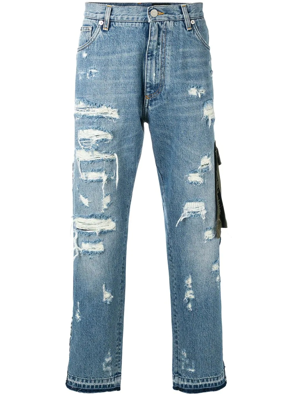 ripped detail piped jeans - 1