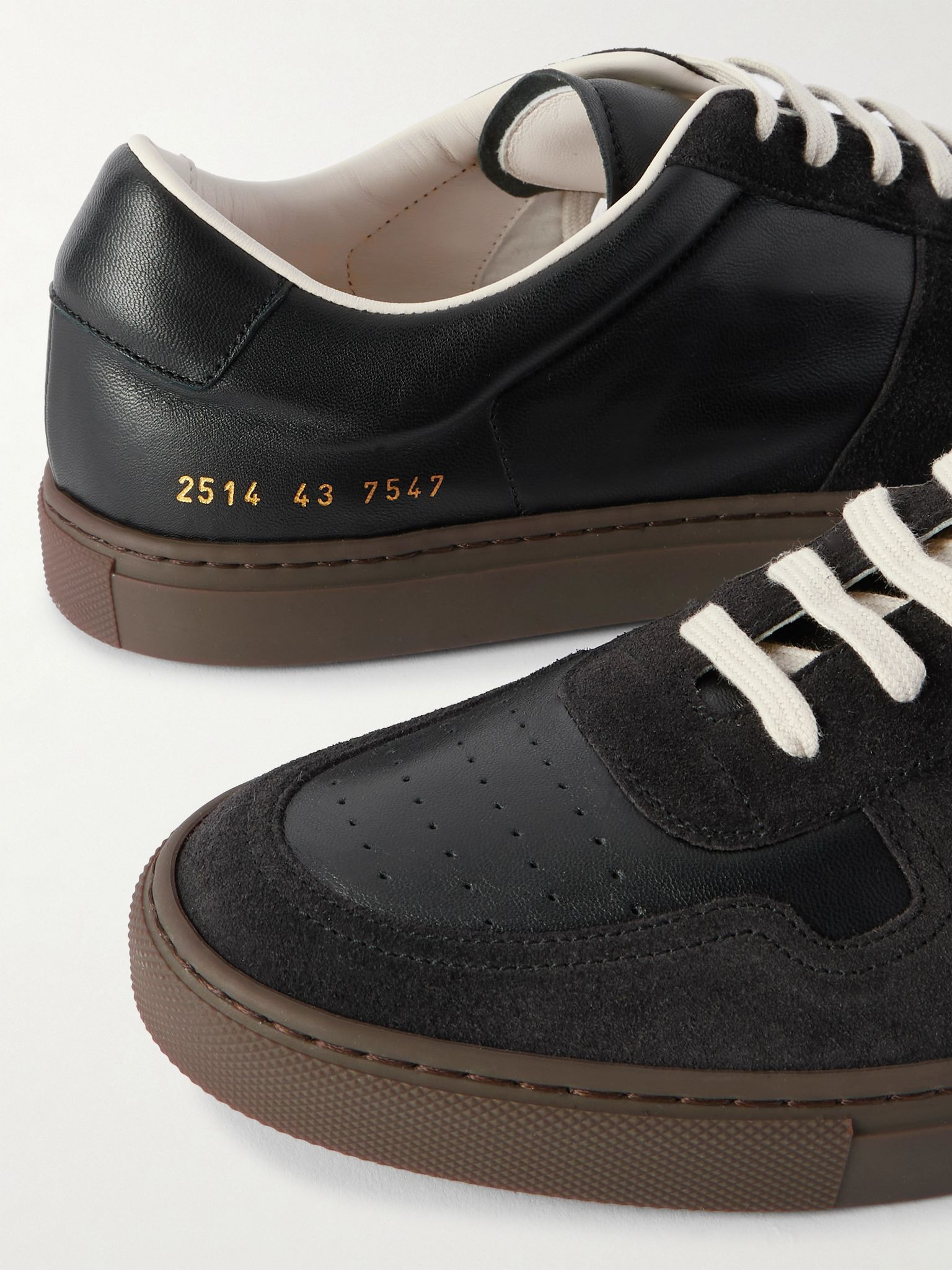 Bball Suede-Trimmed Leather Sneakers Black - 5