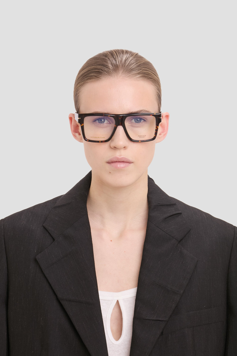 Victoria Beckham Sculpted Flat Top Frame In Havana outlook