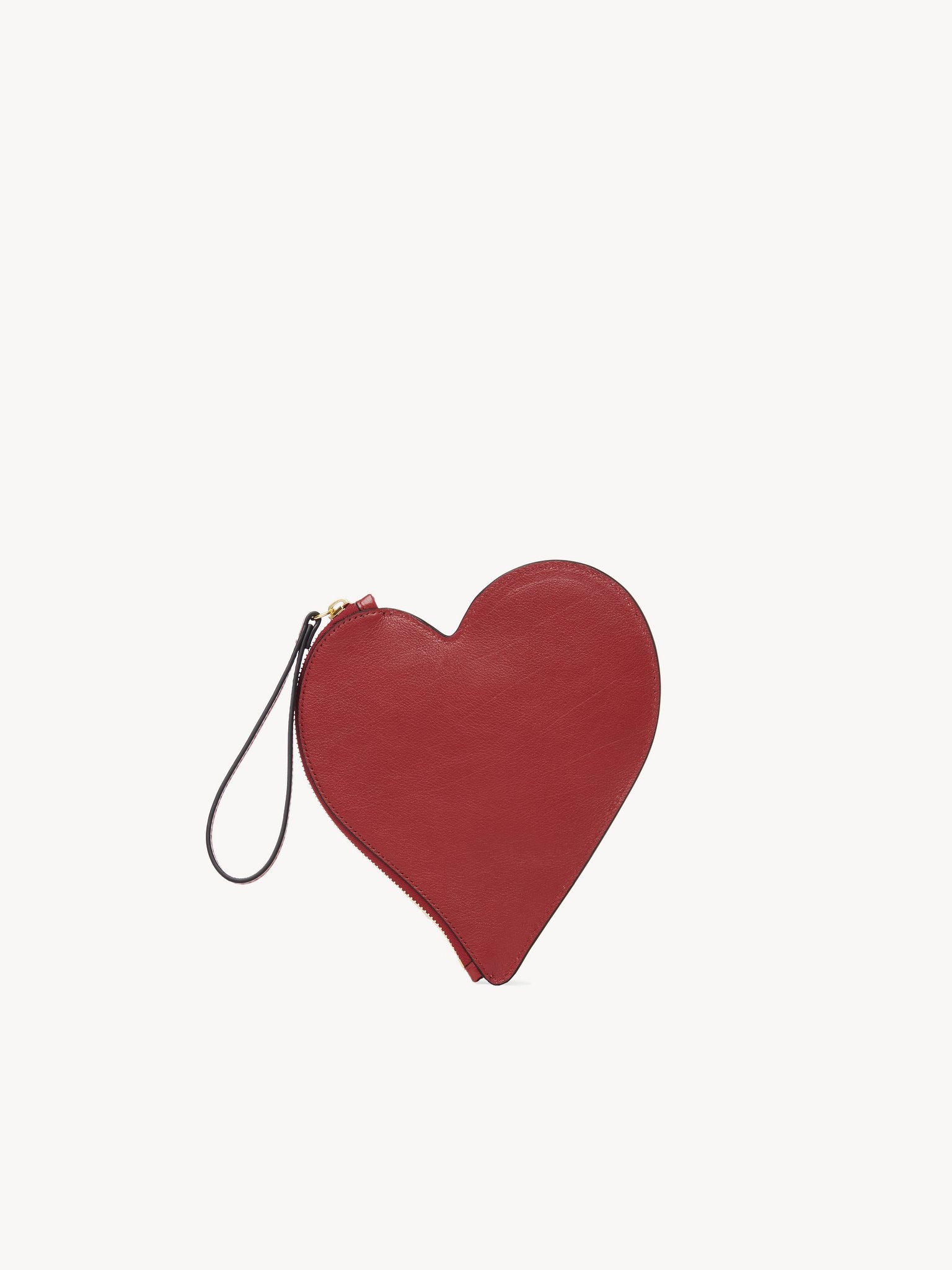CHLOÉ SYMBOLS HEART FLAT POUCH IN GRAINED LEATHER - 4
